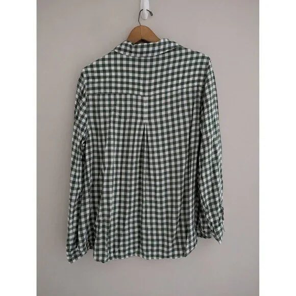 BeachLunchLounge Green Gingham Casual Button Up Shirt Size 1X - Picture 2 of 7